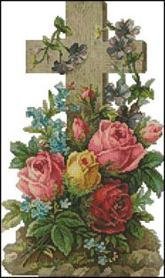 Artecy Cross Stitch Cross of flowers