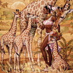Женщина с жирафами