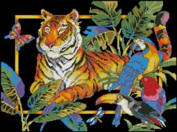 Tiger and Parrots