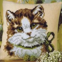 Vervaco 1200-690 Green Eyed Cat Cushion Front